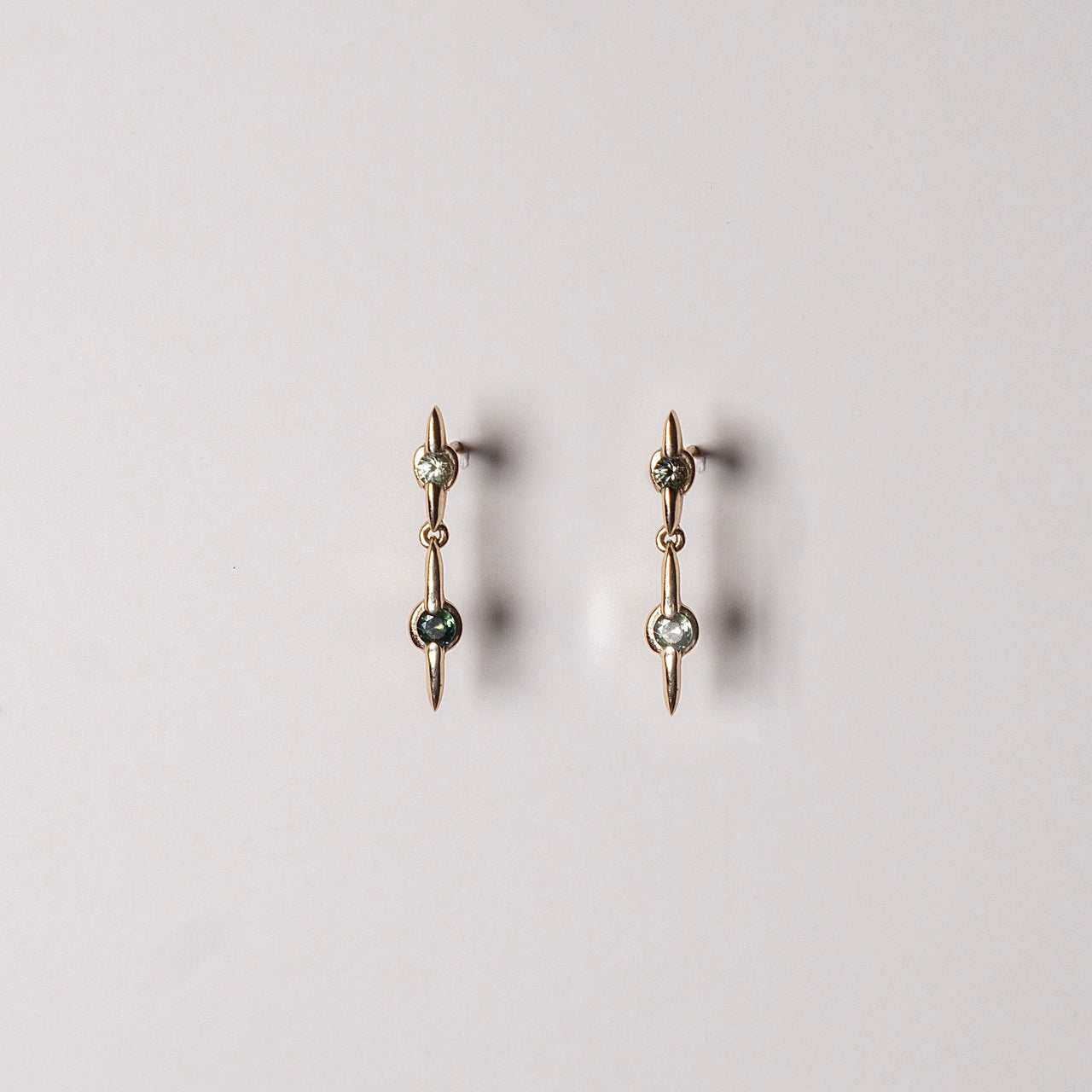 Astral Plane Dangle Earrings - Green Sapphire